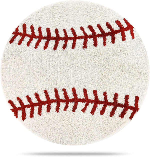 STEF Baseball Rug Round 36 Inch Soft Microfiber Sports Carpet with Non-Slip TPR