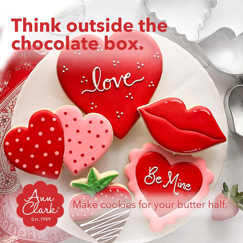 Ann Clark 4-Pc. Set Valentines Cookie Cutters Made in the USA, Lips, Heart, X, and O