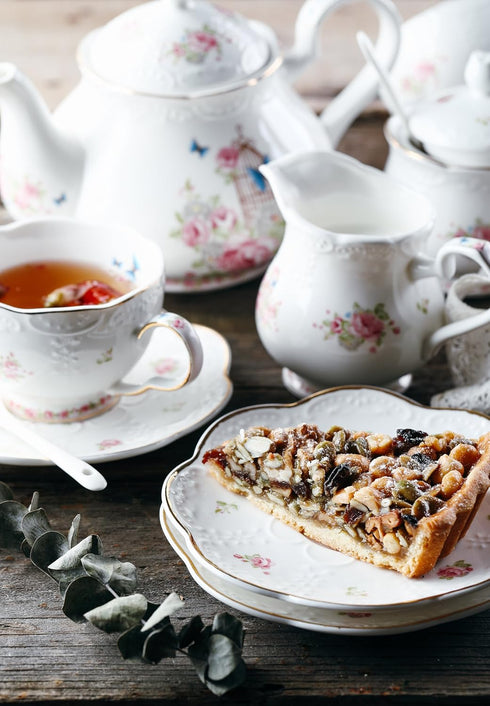 7 Oz Sets Set-Coffee Set FD-TCS11 (Set 6) Jusalpha Porcelain Tea Flower Series Tea Cup and Saucer Cup with Saucer