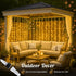 HEYFUNi 304 LED Curtain Lights Outdoor, 9.8Ft*9.8Ft Plug-in Hanging String Lights with 8 Modes for Decor