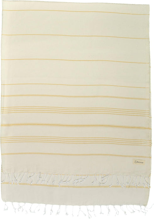 Bersuse Towels Anatolia XL Beach Blanket (Turkish Towel, 100% Cotton, 61x82 Inches, Natural Gold)
