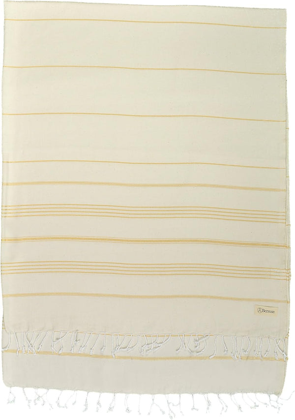 Bersuse Towels Anatolia XL Beach Blanket (Turkish Towel, 100% Cotton, 61x82 Inches, Natural Gold)