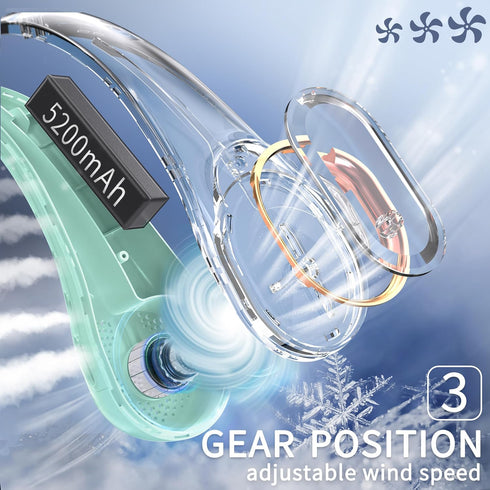 FrSara Neck Fan, Personal Adjustable 360° Cooling Fan, Super Quiet No Blade Design for Comfortable Use