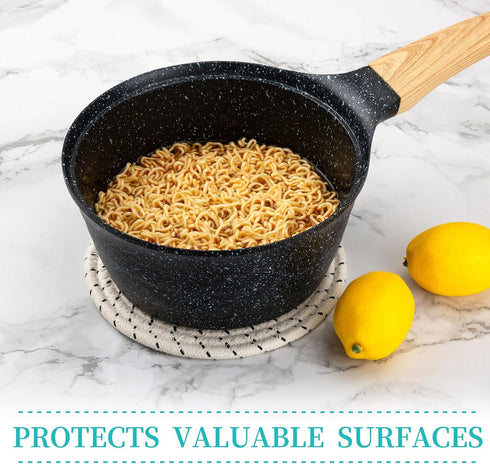 Trivets for Hot Dishes, 5 Pcs Cotton Hot Mats with Storage Basket, Protect Countertops and Cooking Pots
