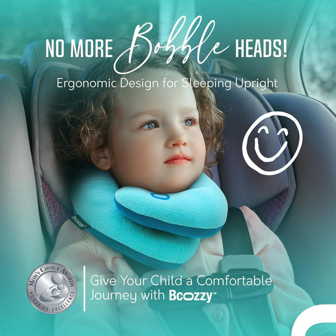 BCOZZY Kids Travel Neck Pillow (3-7 Y/O), Patented Soft Toddler Pillow for Head & Chin Support, Small, Pink