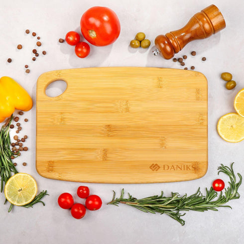 Daniks 100% Organic Bamboo Cutting Board for Kitchen | Heavy Duty Wood Chopping Board | Extra-Thick Cutting Board for Serving, Meat and Veggies | 13x9" by Daniks