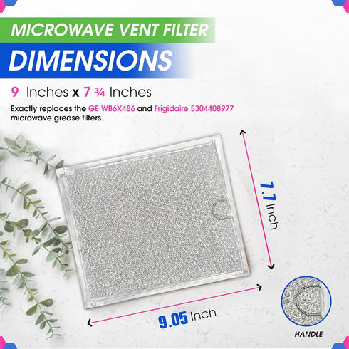 Microwave Filter Replacement 9" x 7.72" Fits WB6X486 GE Microwave Filter, Aluminum Mesh Screen Grease Filter