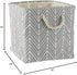 Large Gray Herringbone Storage Bin with Handles