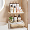 Delamu 2-Tier 2-Drawer Bathroom Counter Organizer, Multi-Purpose Makeup Organizer, Large Skincare Organizer, Amber