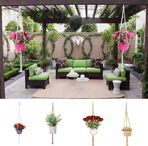 AncBace 3 Pack 6 Macrame Plant Hangers Planter Flower Pots Holder Basket Stand Tassels with Hooks Kit Cotton Rope
