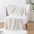 BATTILO HOME Boho Cream Throw Blanket for Couch, Decorative White Blanket Throw for Sofa Living Room, 50"x60"