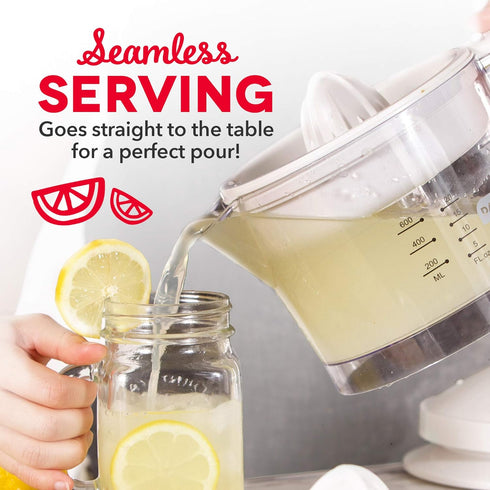 Dash Citrus Juicer Extractor: Compact Juicer for Oranges, Lemons, Limes & Grapefruit with 20 oz Pitcher (White)