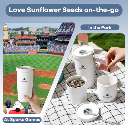 FIYEMNI Portable Sunflower Seed Cup with Seed Organizer and Shell Storage, Seed Snack Spit Cup for Outdoor, in Car