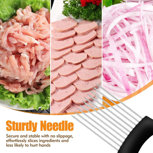 CNTVO Onion Holder for Slicing, Stainless Steel Onion Slicer, Onions Slicer Holder with Protective Cover, Multi-Use