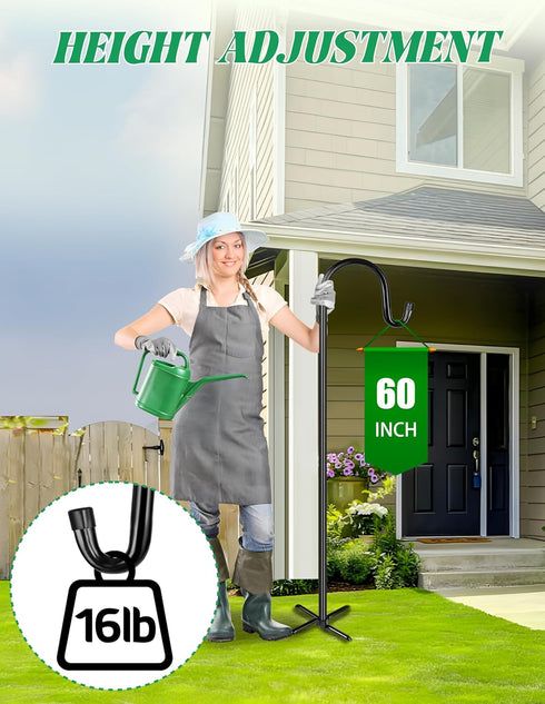 60 Inch 5 XDW-GIFTS Bird Feeder Pole for Outdoor, Shepherds Hooks Heavy Duty Garden Pole for Hanging Plant Basket