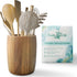 Bamboo Kitchen Counter Utensil Crock Holder - Oval Acacia 6" x 4 1/2"