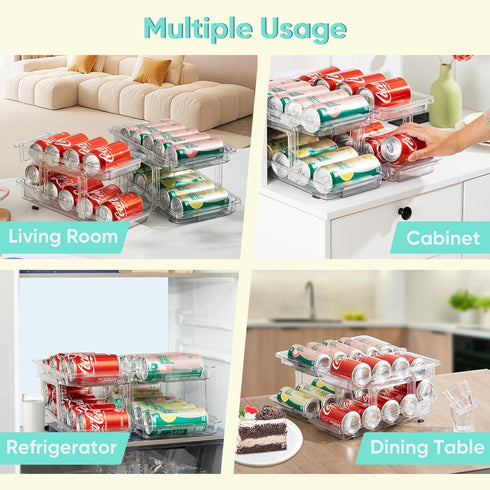 2 Pack, 6.1''-9.38'' VUSIGN Expandable Soda Can Organizer Adjustable Width Can Dispenser for Refrigerator W, Drink