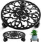 11 Inch Rolling Plant Stand with Wheels Wrought Iron Rolling Plant Stand