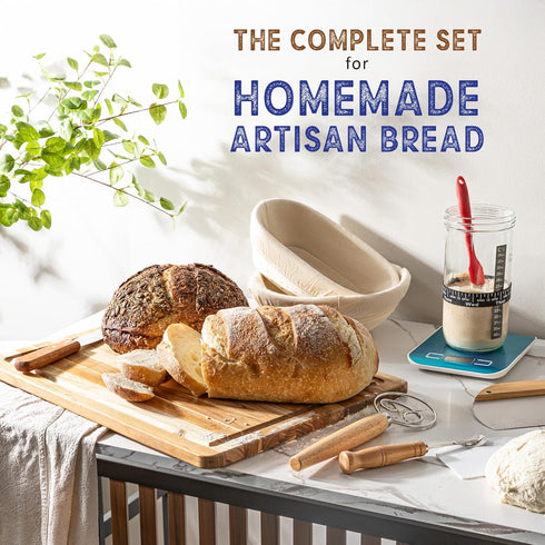 Illumive Sourdough starter kit, Inclusive sourdough bread baking supplies. Sourdough Starter Jar, banneton bread