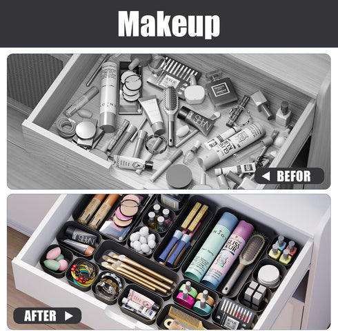 Plastic Drawer Organizers, 10 PCS Drawer Organizer Bins, Bathroom and Vanity Organizer for Makeup, Kitchen Gadgets