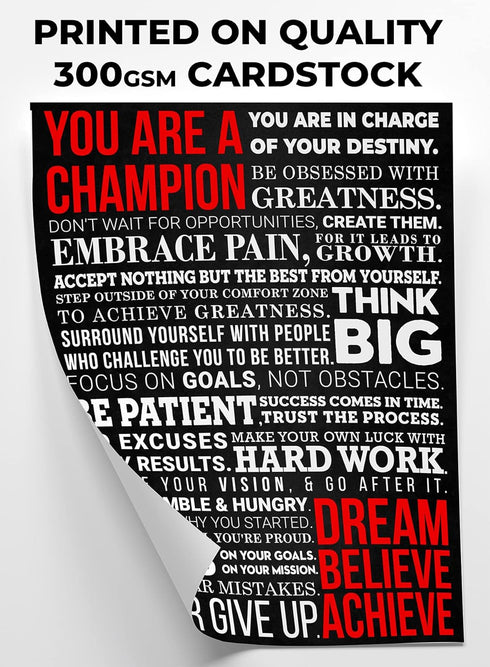 A Champion's Mantra Motivational Poster, 12 x 16 Unframed Cardstock Print, Inspirational Wall Art Décor for Bedroom,