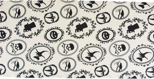 DII Halloween Party Tabletop Decor, Reusable Cotton Fabric Table Runner, 14x72, Spooky Portraits, Machine Washable