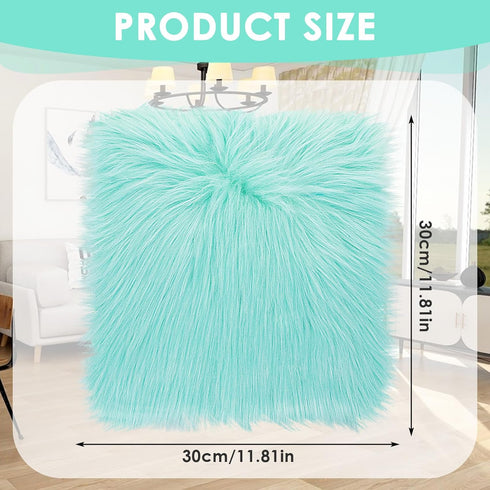 WLLHYF 10 Inches Mini Square Faux Fur Rug Small Fluffy Area Rug Cushion for Living Room Sofa Bedroom Floor Soft Square