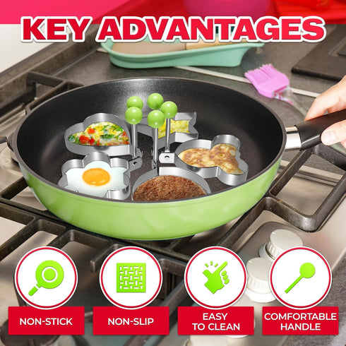 5Pcs Stainless Steel Ring Molds for Cooking Egg - Pancake Shapes Cooking Rings for Frying Eggs