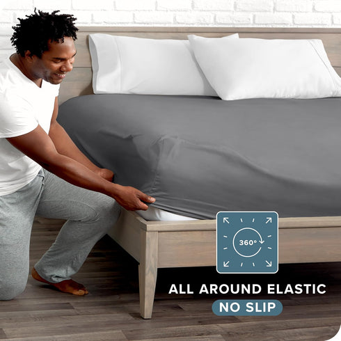 1800 Bare Home Fitted Bottom Sheet King Size - Premium Microfiber - Ultra-Soft Hotel Luxury - Deep Pocket - Durable