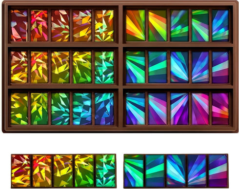 Ziliny Windmill and Diamond Holographic Chocolate Bar Mold Silicone, Rainbow Light Effect