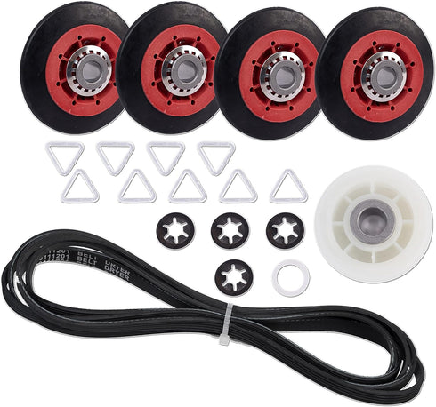 Dryer Repair Kit Drum Roller Idler Pulley Belt for Maytag 3000 Series MEDE500VW1 MEDE300VW1 MEDC215EW1