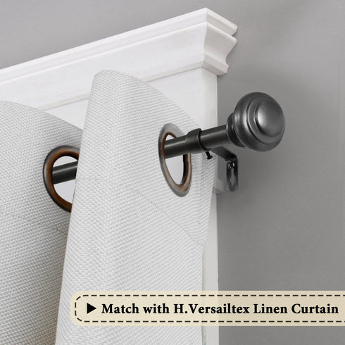 H.VERSAILTEX Adjustable Window Curtain Rods, 28 to 48 Inches, 3/4 Inch Diameter, Pewter, Classic Finials