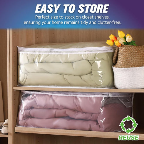 HIBAG 20 Gallon Large Storage Bag for Clothes, Zipper Clothing Organizer with Reinforced Handles