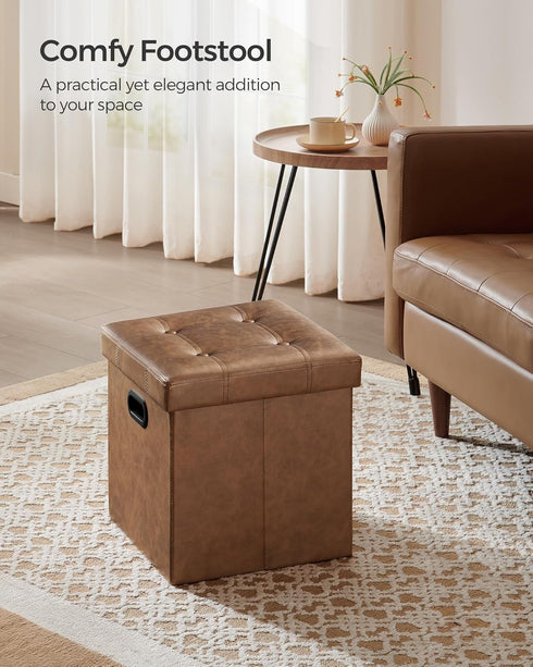 15 Inches 660 lb, ULSF030K01 SONGMICS Mazie Collection - Ottoman with Storage, Footstool, Storage Ottoman with Metal