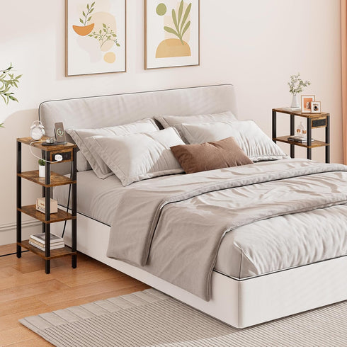 TB01BB080 TUTOTAK Narrow Side Table with Charging Station,Small End Table with USB Ports and Outlets, Skinny Sofa