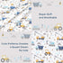 lasoftan Set 3 Set Kids Sheet Twin Size Pcs, Boys Sheet with Blue Excavator Car PatternKids Boys Twin Fitted