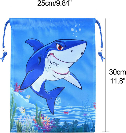 Fepito 12 Pack Shark Drawstring Bags for Shark Party Favors & Goodie Bags