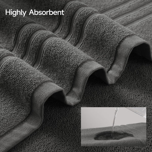 Set 6 Sets 2 2 2 650GSM REDKISS Dark Gray Towels Piece Cotton Towel with Bath Towels, Hand, Washcloths, Hotel Quality