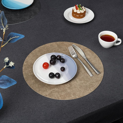 Set 6 Set 6) Myir JUN Round Placemats Dual Sided, Faux Leather Place Mats of Indoor Placemat for Dining Table Outdoor