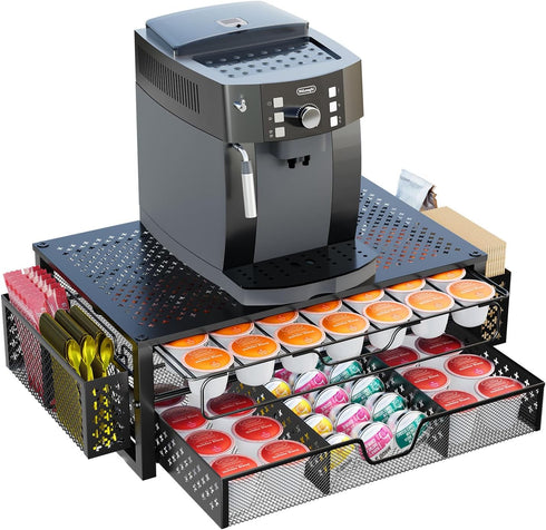 Simple Trending Coffee Pod Holder for K-Cups, 2 Tier Sliding Storage Drawer, Black
