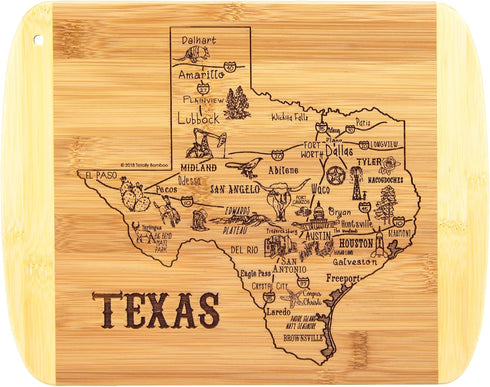 Totally Bamboo A Slice of Life Texas State Cutting Board, 11" x 8.75" Serving Board