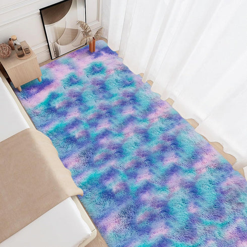 3x10 Purple Rainbow Rug for Girls Bedroom Bedside Runner Ft, Soft Fluffy Rugs for Kids Room Shag Carpet for Living Room