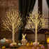 AOLTNRC 2 Pack 144 2FT Lighted Trees for Indoor Decor with Timer, LED White Light up Birch Tree Tabletop Lamp