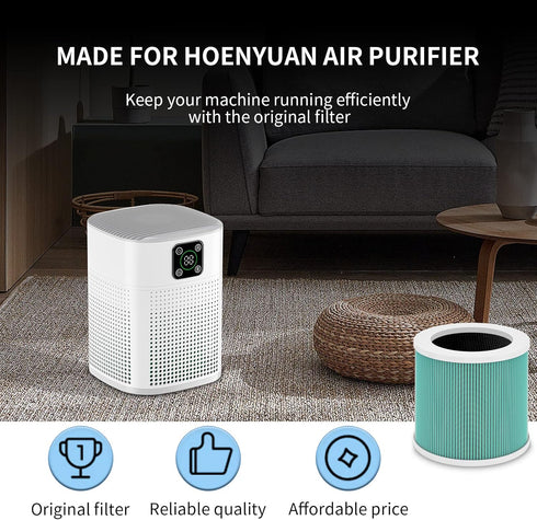 Air Purifier Filter - Genuine 3-in-1 True HEPA Replacement Filter for Pet Bedroom Smell
