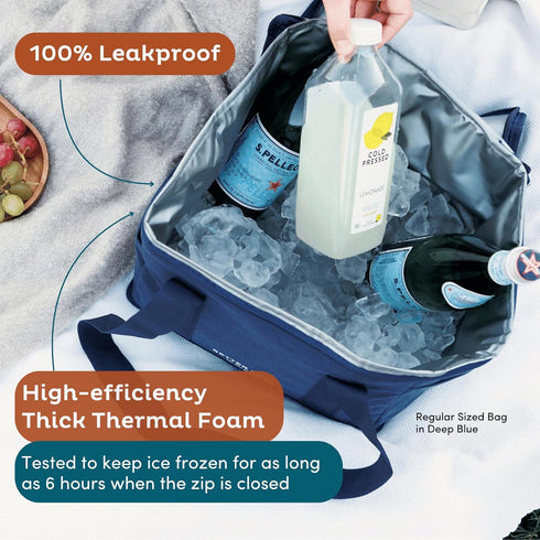 Frozen Nook Theory Reusable Insulated Grocery Bag - Leak Proof, X Large Cooler Bag - Insulated Shopping Bags