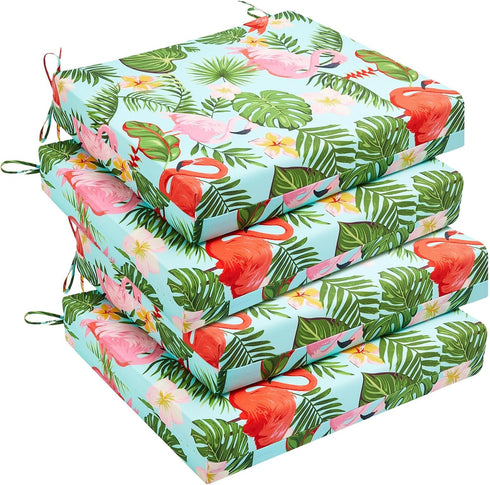downluxe Outdoor Chair Cushions Set of 4 for Patio Furniture, Water-Resistant Square