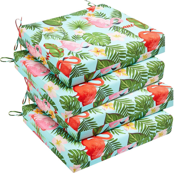 downluxe Outdoor Chair Cushions Set of 4 for Patio Furniture, Water-Resistant Square