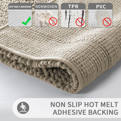 Yimobra Luxury Chenille Bathroom Rugs Sets, 2 Piece Non-Slip Quick Dry U Shaped Toilet Bath Mat