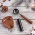 Dazzleimart 3pcs Set Coffee Bean Dosing Cup with Gift Box, Dosing Walnut Wood Cups Stainless Steel Spoon Portable Spray