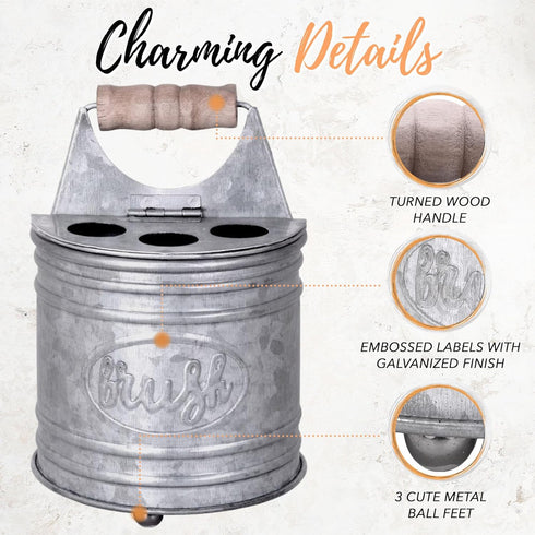 Autumn Alley Rustic Galvanized Toothbrush Holders for Bathrooms, Farmhouse Bathroom Accessories, Grey